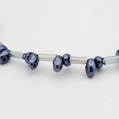 2 Hole Electroplate Glass Oval Bead Strands EGLA-J074-FP02-1
