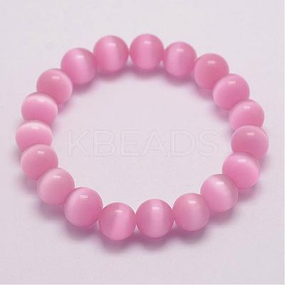 Cat Eye Beads Stretch Bracelets BJEW-F242-8mm-05-1