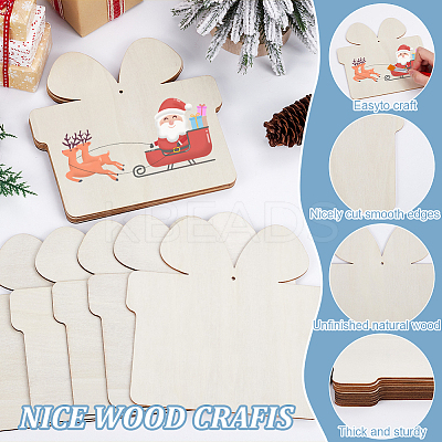 Unfinished 1 Set Wood Pendant Decoration WOOD-SP0001-31L-1