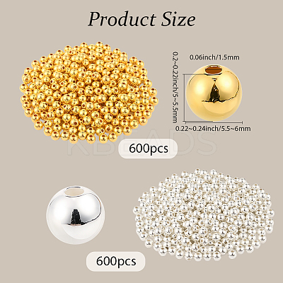 1200Pcs 2 Colors CCB Plastic Beads CCB-PA0001-04C-1