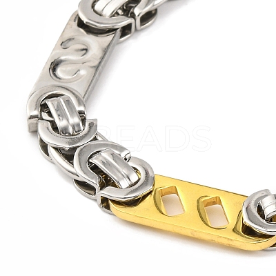 201 Stainless Steel Rectangle with S Links Chain Necklace NJEW-F22-39F-GP-1