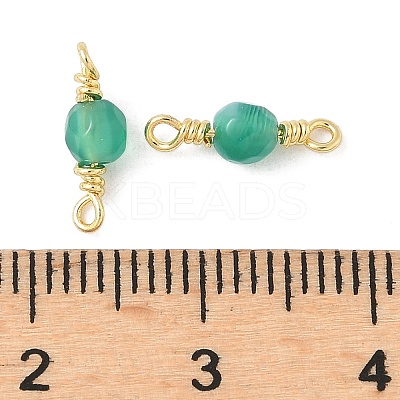 Dyed Natural Agate Faceted Round Connector Charms KK-C097-06G-02-1