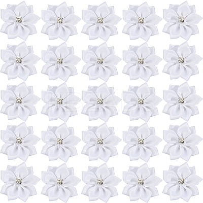100Pcs Polyester Rhinestone Flower for Ornament Appliques DIY Wedding FIND-SP0004-90-1