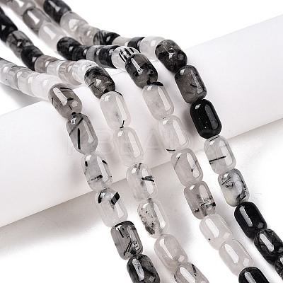 Natural Black Tourmalinated Quartz Beads Strands G-G980-47-1