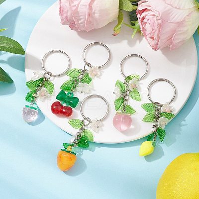 Fruits & Leaf Acrylic Pendant Keychain KEYC-JKC00680-1