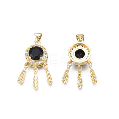 Brass Micro Pave Clear Cubic Zirconia Pendants ZIRC-N039-212-1