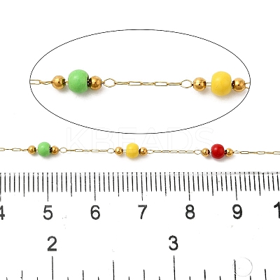 Handmade 304 Stainless Steel & Synthetic Turquoise Beaded Chains CHS-L031-04G-1