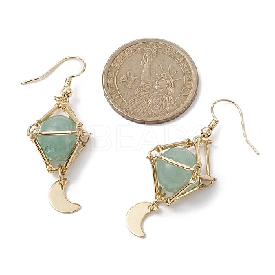 Natural Green Aventurine Dangle Earrings EJEW-JE05499-03-1