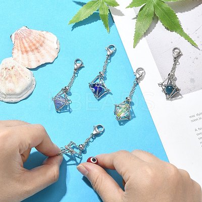 5Pcs Brass Braided Chain Pouch Empty Stone Holder Pendant Decorations HJEW-CJ0001-11P-1
