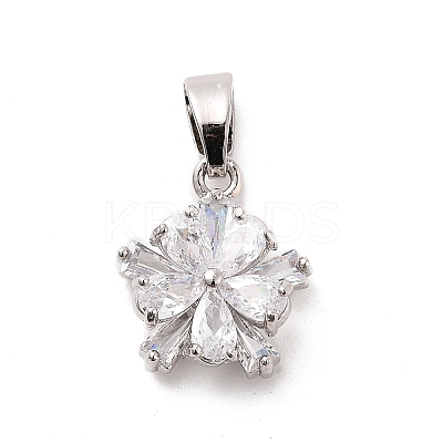 Rack Plating Brass Micro Pave Cubic Zirconia Pendants KK-M082-04B-P-1