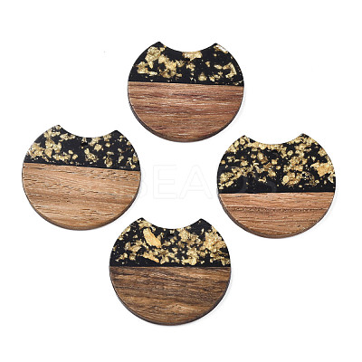 Translucent Resin & Waxed Walnut Wood Pendants RESI-Q211-04-1