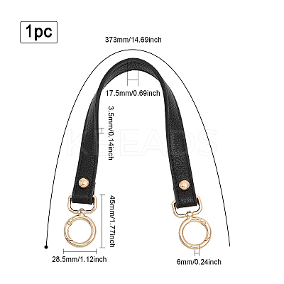 Black PU Imitation Leather Bag Handles DIY-WH0401-82KCG-1