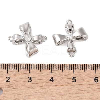Brass Pave Clear Glass Connector Charms KK-N254-58P-1