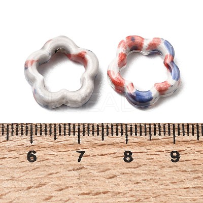 Flower Hollow Glazed Porcelain Bead Frame PORC-A034-09G-1