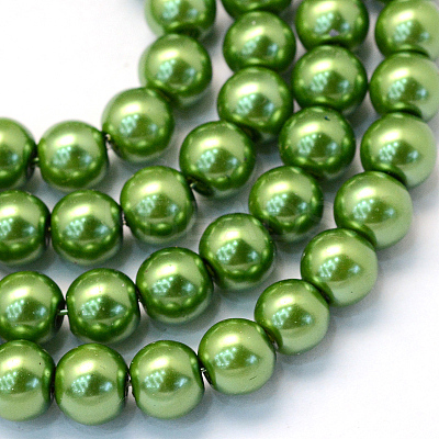 Baking Paint Pearlized Glass Pearl Round Bead Strands X-HY-Q003-6mm-13-1
