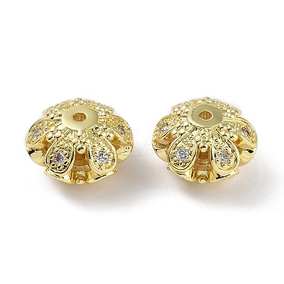 Rack Plating Brass Micro Pave Clear Cubic Zirconia Beads KK-K341-40G-1
