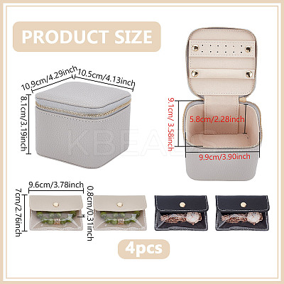 Portable Imitation Leather Jewelry Storage Zipper Boxs with 4 Insert Bags CON-WH0202-001D-1
