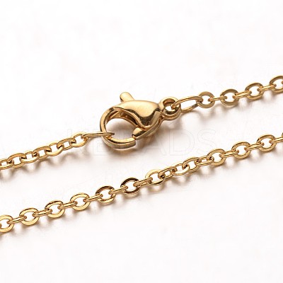 Ion Plating(IP) 304 Stainless Steel Cable Chain Necklaces NJEW-M124-02G-1