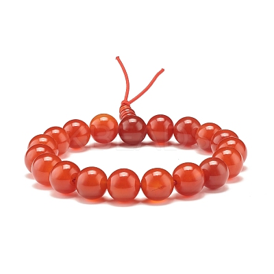 Natural Carnelian Round Beads Stretch Bracelet BJEW-JB07235-04-1