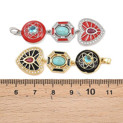 Brass Micro Pave Clear Cubic Zirconia Pendants KK-K412-01-1