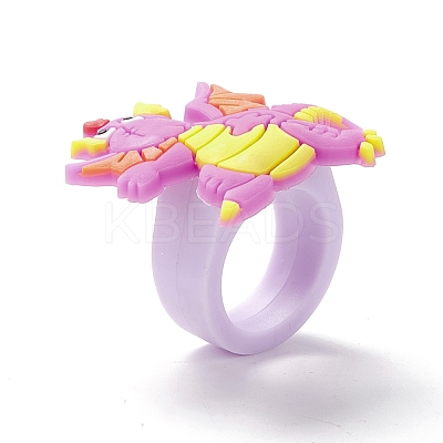 PVC Plastic 3D Dinosaur Finger Ring RJEW-I081-01-1