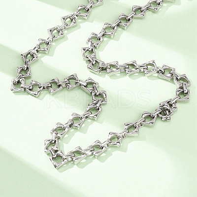 304 Stainless Steel Rhombus Link Chain Necklaces for Women Men NJEW-F363-02P-1