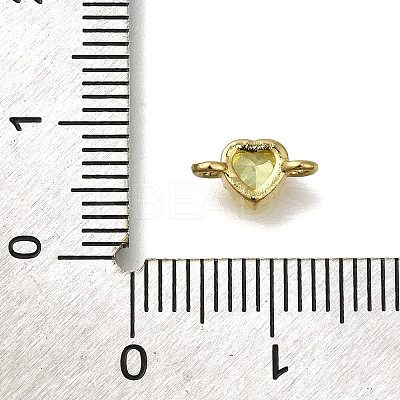 Rack Plating Brass Cubic Zirconia Heart Links Connector Charms KK-M014-01E-G-1