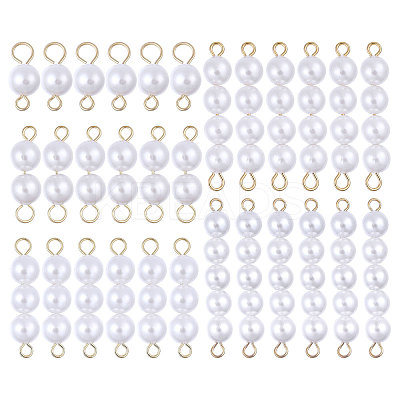 30Pcs 5 Styles Round Shell Pearl Connector Charms PALLOY-CA00023-1