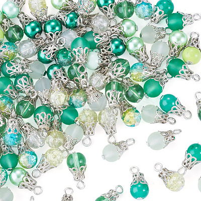 100Pcs Glass Pendants PALLOY-TADJ00015-1