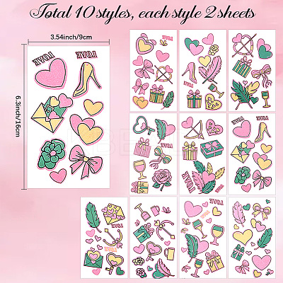 20 Sheets Luminous Water Proof Removable Temporary Tattoos Stickers AJEW-SP0002-81C-1