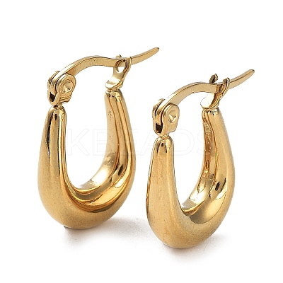 Ion Plating(IP) 304 Stainless Steel Oval Hoop Earrings for Women LS-EJEW-P234-09G-1