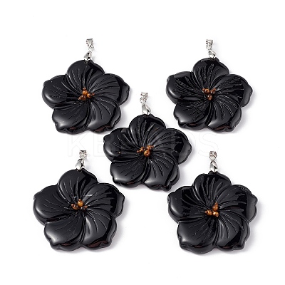 Natural Black Onyx(Dyed & Heated) Big Pendants G-B040-01P-02-1