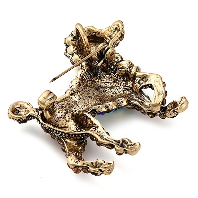Animal Zinc Alloy Rhinestone Brooches LS-JEWB-R052-01AG-01-1