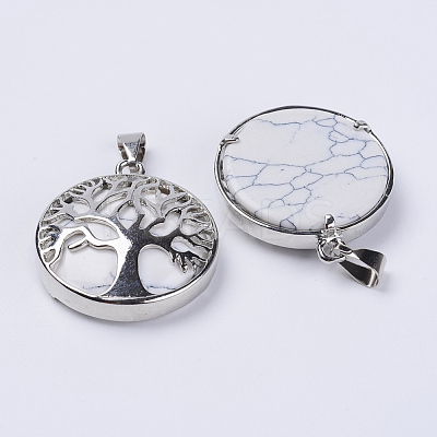 Natural Howlite Pendants G-P350-D11-1
