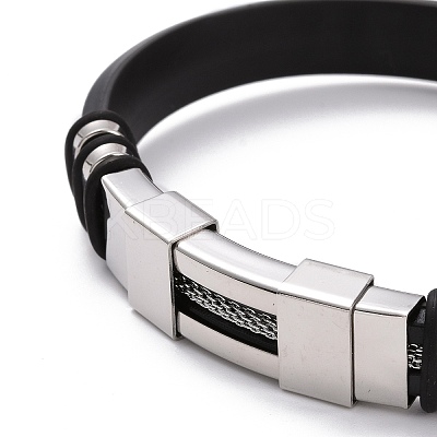Men's Silicone Cord Bracelet LS-BJEW-M206-02BP-1