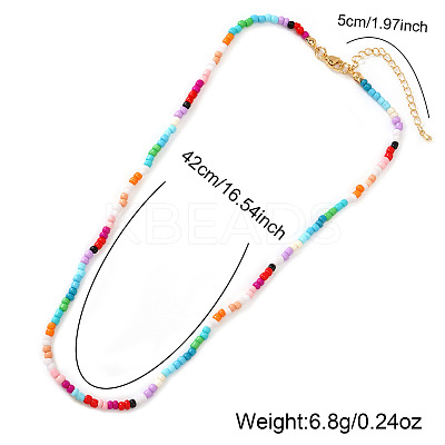 Summer Colorful Round Glass Seed Beaded Necklaces for Women and Girls ZR3315-1