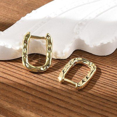 Textured Rectangle Brass Hoop Earrings EJEW-B007-02G-1