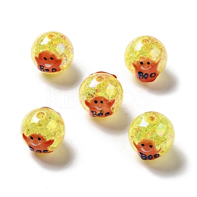 AB Color Transparent Crackle Acrylic Round Beads OACR-A013-03C-1