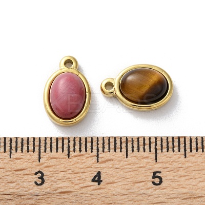 Natural Mixed Gemstone Oval Charms STAS-Z099-14G-1