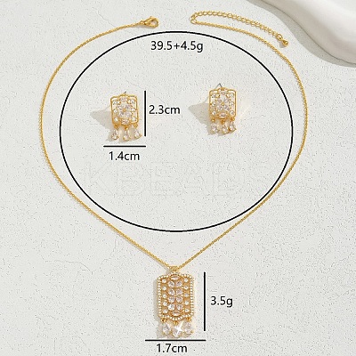 Elegant and Simple 18K Gold Plated Floral Pendant Necklace Earrings Set YL8546-1-1