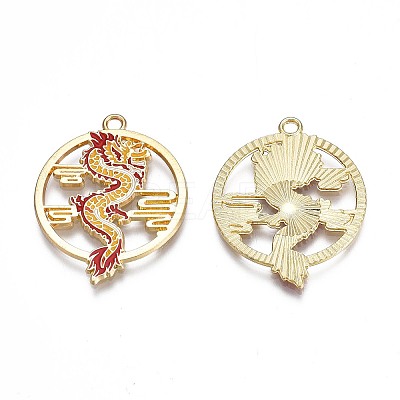 Rack Plating Alloy Enamel Pendants X-ENAM-N055-079-1