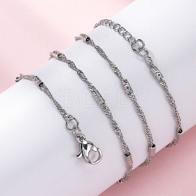 Brass Singapore Chains Necklaces for Women NJEW-D302-04P-1