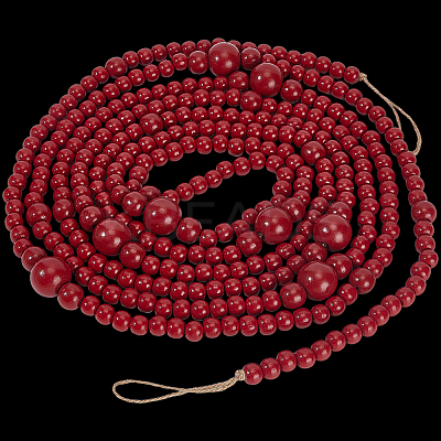 Round Wooden Beaded Garland for Christmas Tree Decoration AJEW-WH20019-63-1