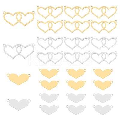 24Pcs 4 Styles Valentine's Day 304 Stainless Steel Connector Charms STAS-DC0011-68-1
