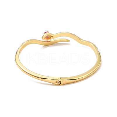 Cubic Zirconia Snake Open Cuff Bangle BJEW-P281-09G-02-1