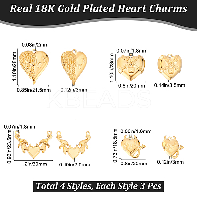 12Pcs 4 Style 304 Stainless Steel Pendants STAS-BBC0001-60-1