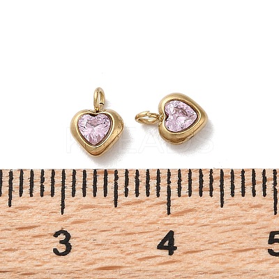 304 Stainless Steel Micro Pave Cubic Zirconia Pendants STAS-L022-396A-G-1