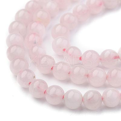 Natural Rose Quartz Round Beads Strands G-P072-05-4mm-1