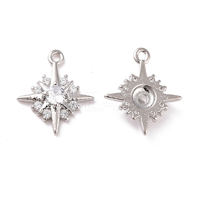Brass Micro Pave Clear Cubic Zirconia Charms KK-G418-09P-1