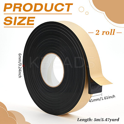 2 Rolls Strong Self Adhesive EVA Foam Tape for Doors and Windows AJEW-BC0009-89-1